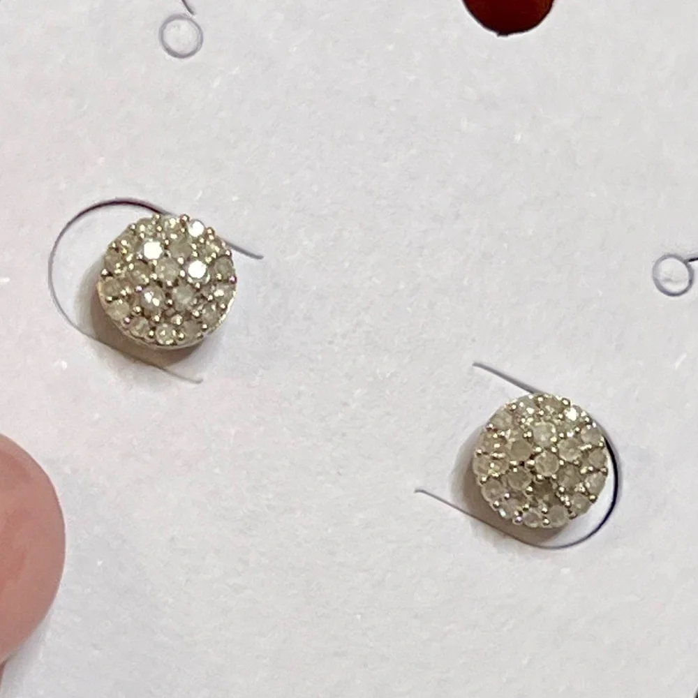 Adornia Diamond Pave Post Earrings set in 925 Silver. - Picture 3 of 7